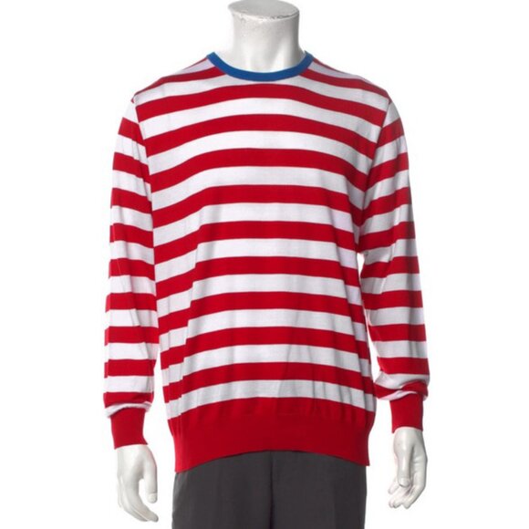 NEW $565 Paul & Shark Sweater! M  White & Red Stripe  Nautical   Cotton   ITALY - Picture 1 of 4